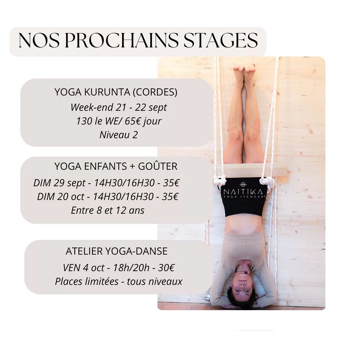 Prochain stages de Yoga à Tours - septembre et octobre 2024 - Naitika Yoga Iyengar